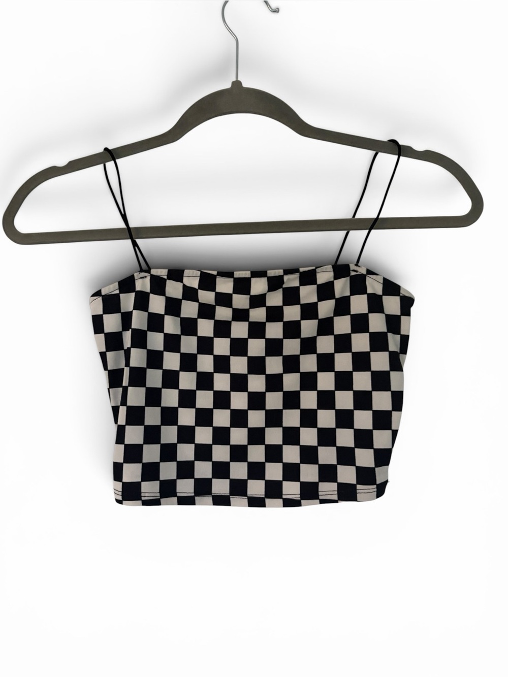 Bear Dance Checkerboard Crop Cami - Black & White
